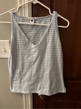 Y2K GAP Light Blue & White Striped V-Neck Tank
